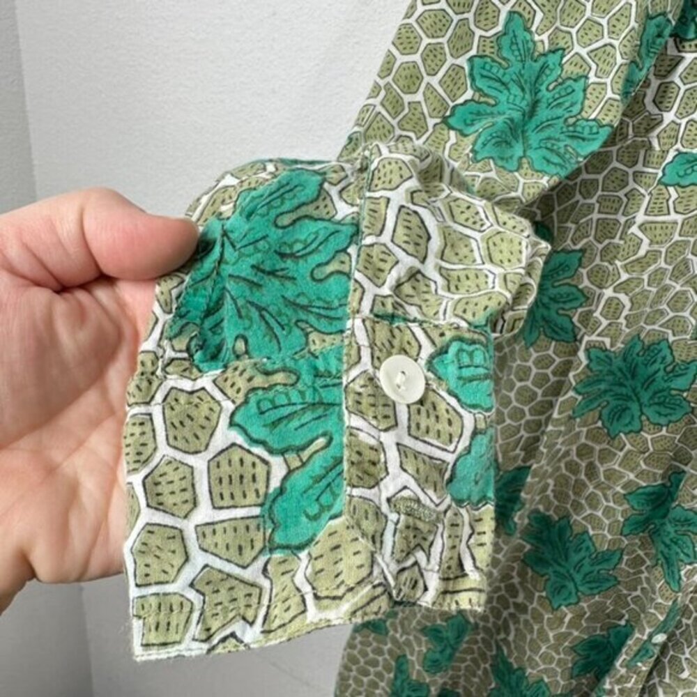 Roberta Roller Rabbit Green Mini Shirt Dress Palm Leaf Cotton Classic Preppy - Picture 6 of 8